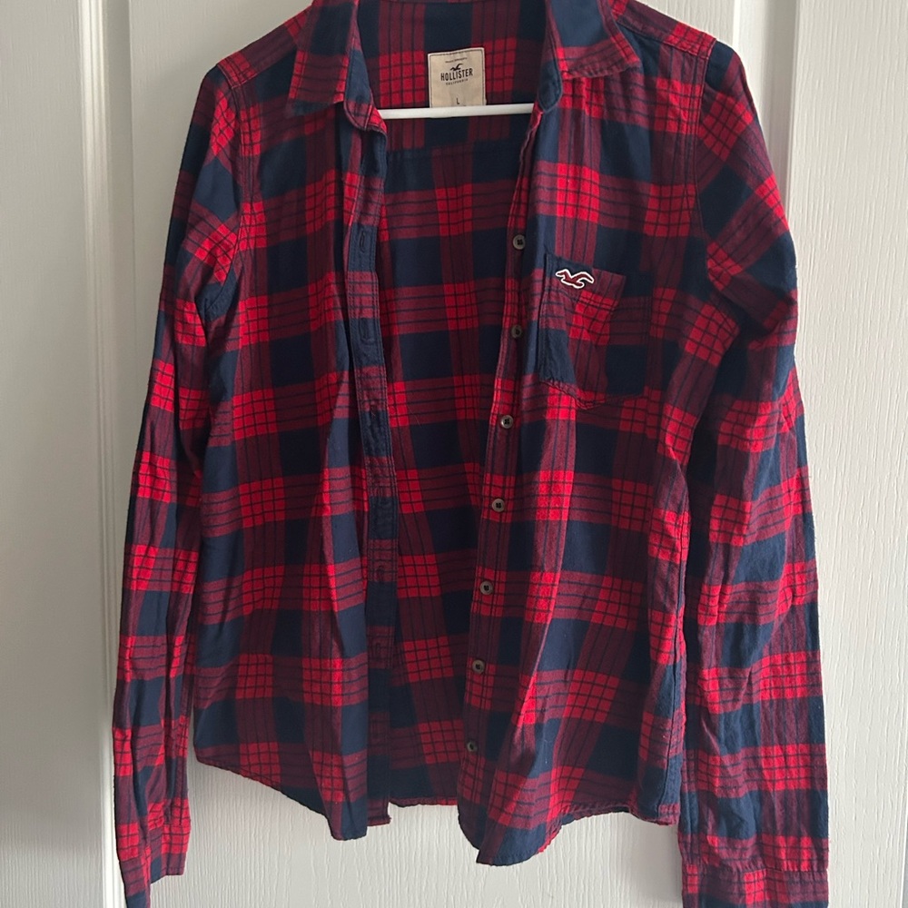 True Y2K Hollister blue and red flannel